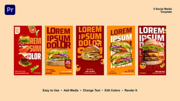 Burger Instagram Stories - VideoHive 52603575