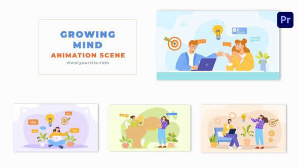 Growing Mind 2D Character Stock Art Animation Scene - VideoHive 49480797