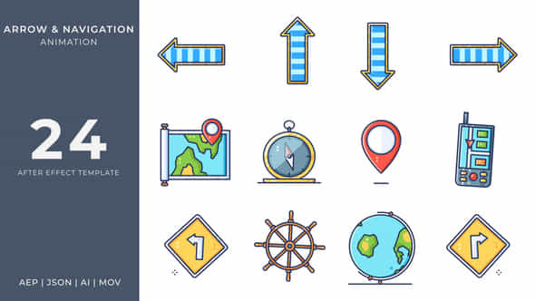 Arrow Navigation Animated Icons After Effects - VideoHive 55208846