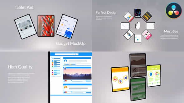Tablet Pad Gadget Mockup For Davinci Resolve - VideoHive 53448011