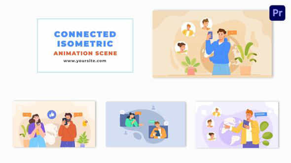 Flat Isometric Connection Concept Vector Animation Scene - VideoHive 48802912