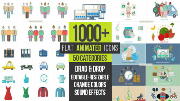 Flat Animated Icons 1000+ - VideoHive 12873663