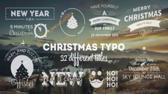 Christmas Typo Titles Greetings Invitations - VideoHive 9790189