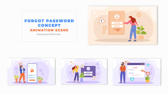 Forgot Password Concept Flat 2D Animation Scene - VideoHive 49457465