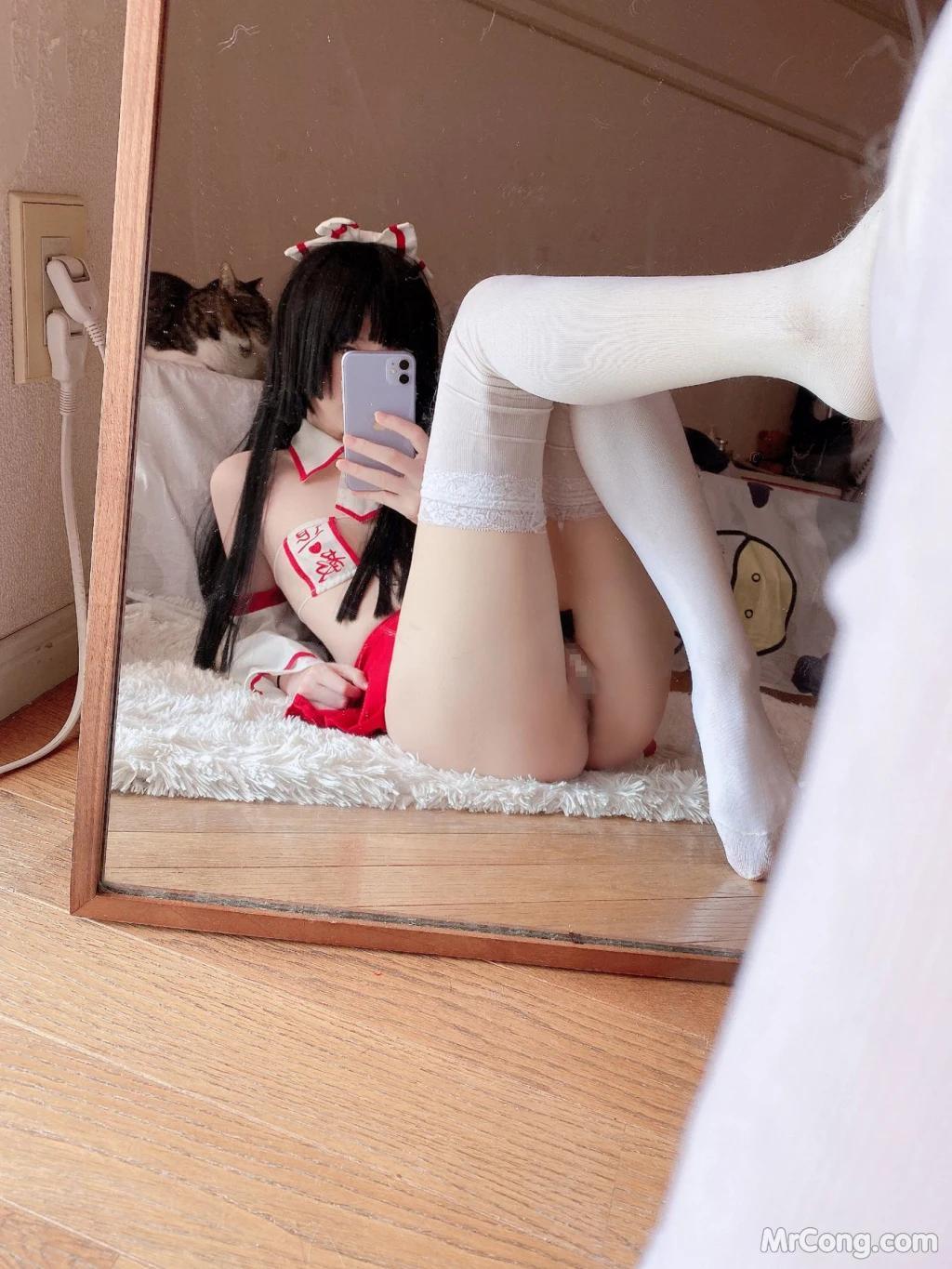 Coser@习呆呆: 眼帯ブラ巫女緊縛 (55 photos )(3)