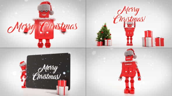 Merry Christmas Titles With Robot - VideoHive 29433074
