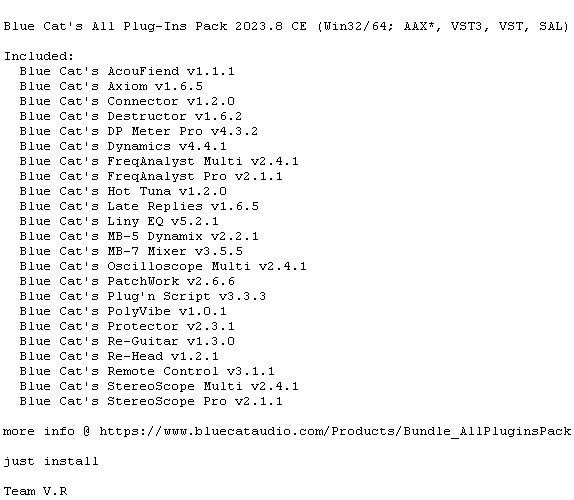 Blue Cat's All Plug-Ins Pack 2023.8 CE-VR