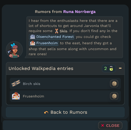 Rumors also unlock you WalkPedia entries