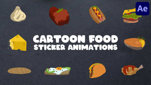 Cartoon Food Sticker - VideoHive 47594608