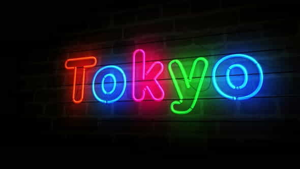 Tokyo symbol neon on brick - VideoHive 32289314