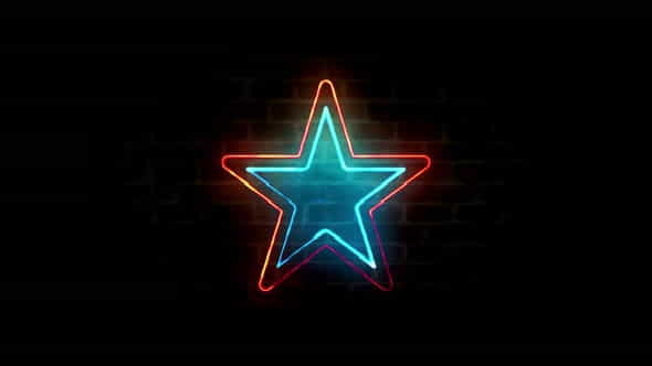 Star symbol neon on brick - VideoHive 30442168