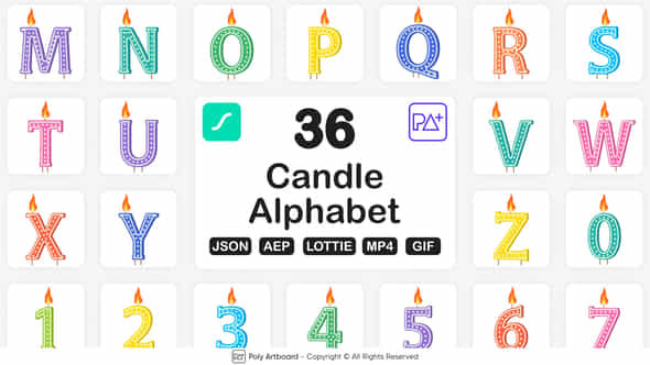 Candle Lottie Alphabet - VideoHive 47234458