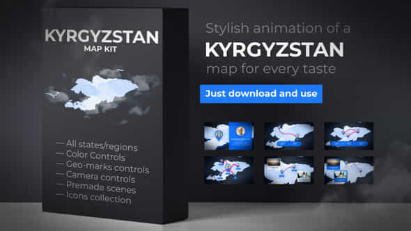 Kyrgyzstan Map - - VideoHive 39889048