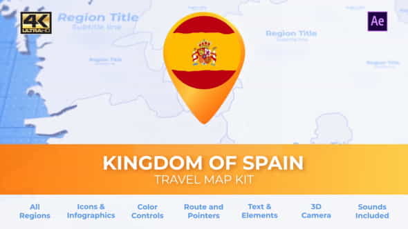 Spain Map - Kingdom of - VideoHive 28020244