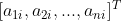 [a_{1i},a_{2i},...,a_{ni}]^T