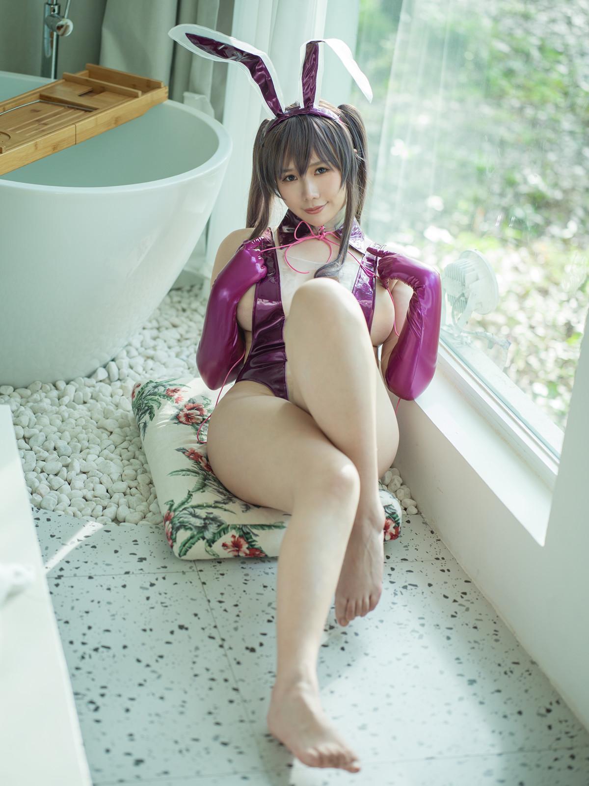 Cosplay 麻花麻花酱 紫色透明泳装(21)