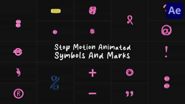 Stop Motion Animated Symbols And Marks After Effects - VideoHive 54337346