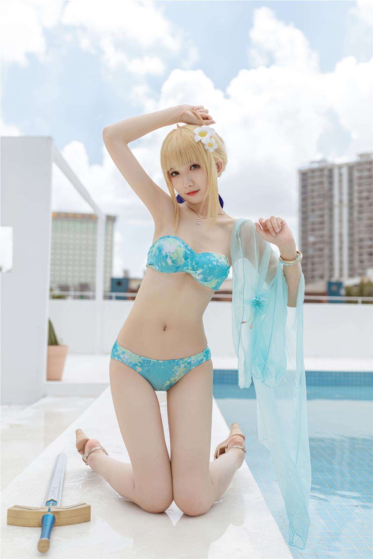 Cosplay 封疆疆v 阿尔托莉雅·潘德拉贡 泳装(22)