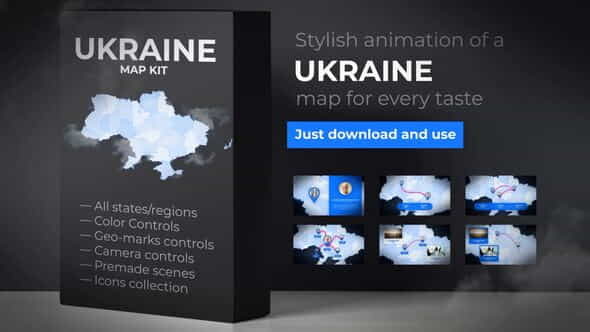 Ukraine Map - Ukraine UKR - VideoHive 24196490