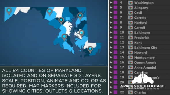 Maryland Map Kit - VideoHive 20828385