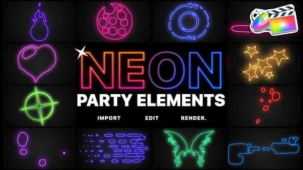 Neon Party Elements | FCPX - VideoHive 26517912