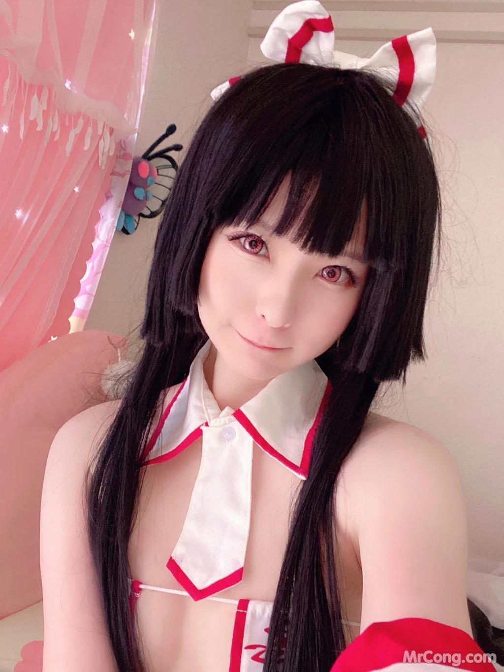 Coser@习呆呆: 眼帯ブラ巫女緊縛 (55 photos )(37)