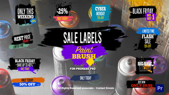 Sale Labels Paint Brush For Premiere Pro - VideoHive 51992992