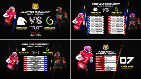 Sports Scoreboard Statistics Player Profile Sports Team Vs Card - VideoHive 52357582
