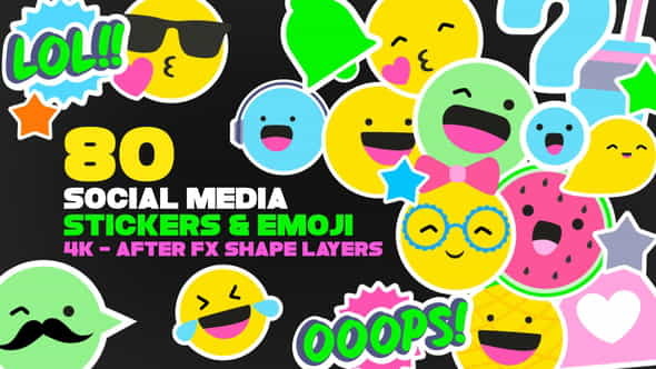Emoji And Social Media Stickers - VideoHive 36353407