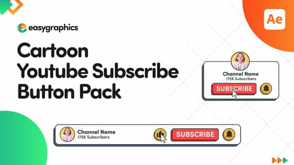 Cartoon Youtube Subscribe Button Pack - VideoHive 32065779
