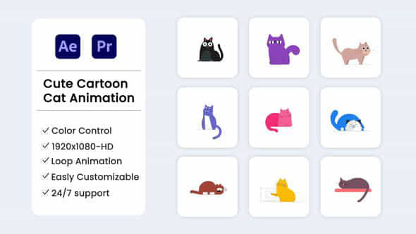 Cute Cat Illustration - VideoHive 55899918