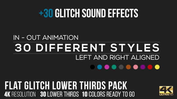 Flat Glitch Lower Thirds + - VideoHive 15830674