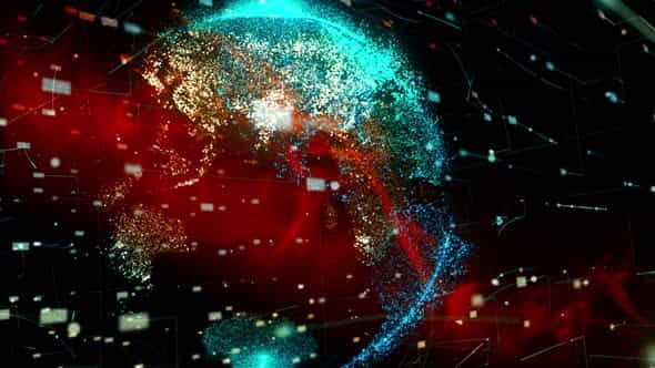 Planet On Red Digital Data - VideoHive 28492483
