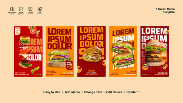 Burger Instagram Stories - VideoHive 52603565