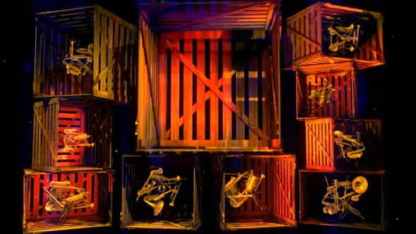 music instruments in wooden box - VideoHive 32791964
