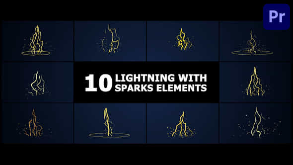 Lightning With Sparks Elements Premiere Pro - VideoHive 53685696