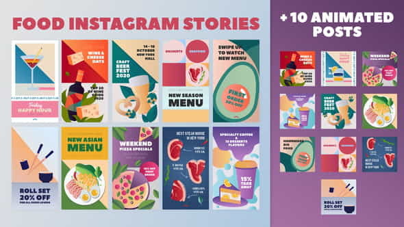 Food Instagram Stories and Posts - VideoHive 28882543