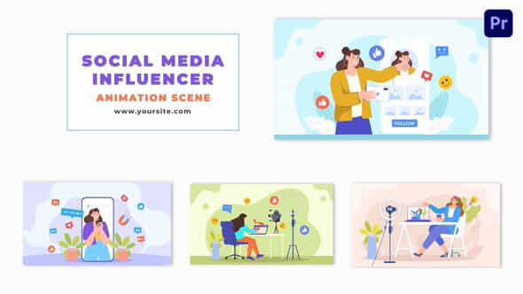 Social Media Influencer Flat Vector Animation Scene - VideoHive 48801939