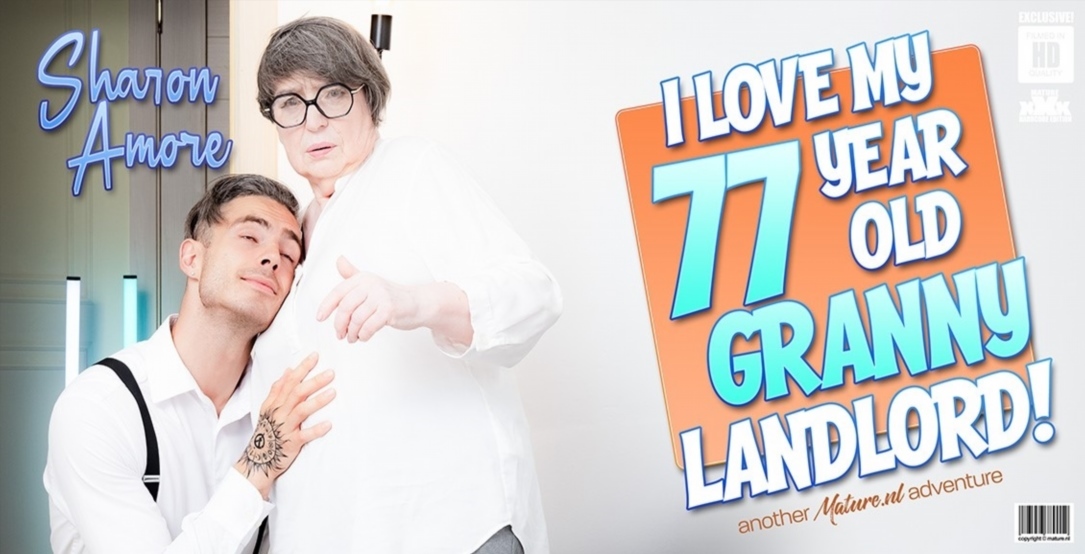 Sharon Amore, Willy Regal - Toyboy student gets caught by his 77 year old anal loving granny landlord Sharon Amore jerking off 1080p