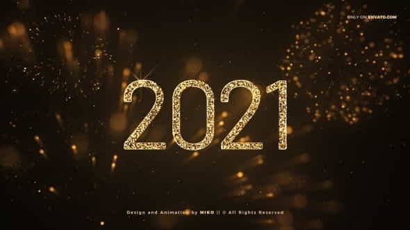 2021 Gold Fireworks Background - VideoHive 29808877
