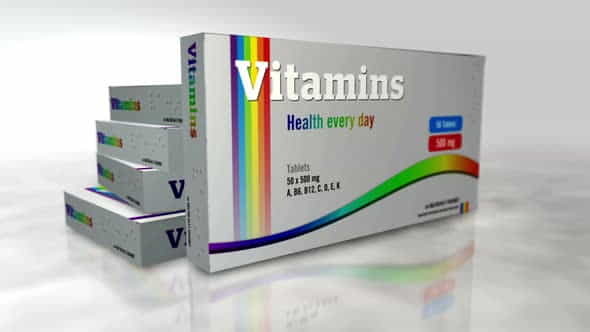 Vitamins box in hand abstract - VideoHive 33177877