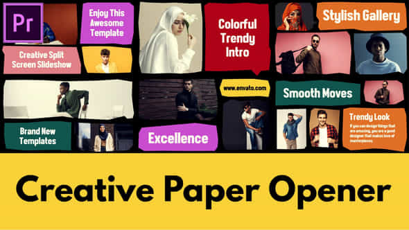 Creative Paper Opener Multiscreen Slideshow Split Intro Mogrt For Premier Pro - VideoHive 49797113