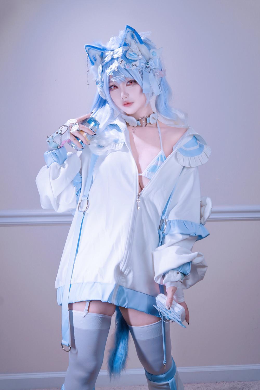 Cosplay 狐洛洛子 – 水色猫猫头(2)