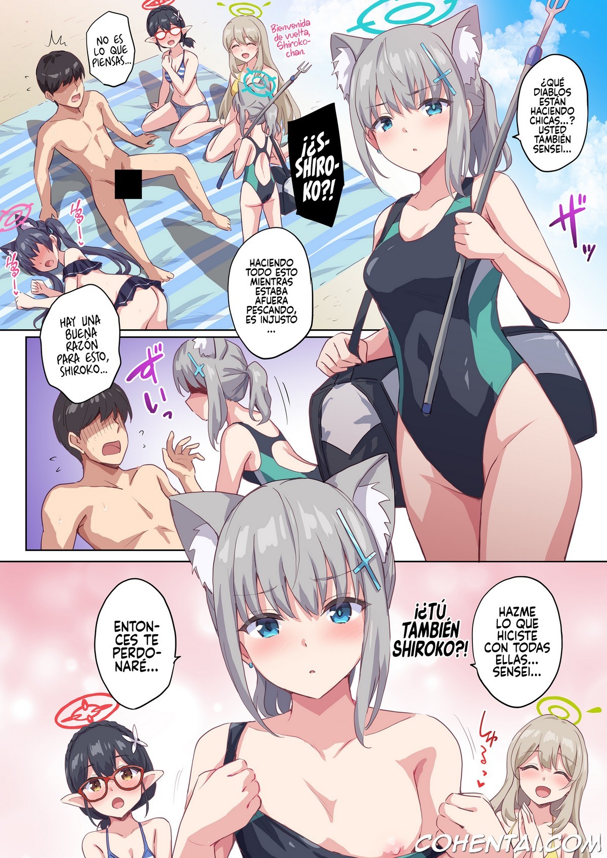 Abydos Seito Zenin to Mizugi Ecchi suru Hon (Blue Archive) xxx comics manga porno doujin hentai español sexo 