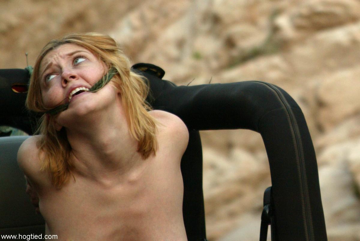 Naked MILF Dee Williams endures a rough offroad ride while standing in bondage(16)