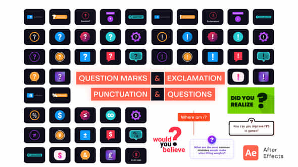 Question Marks Exclamation Punctuation Questions - VideoHive 53798912