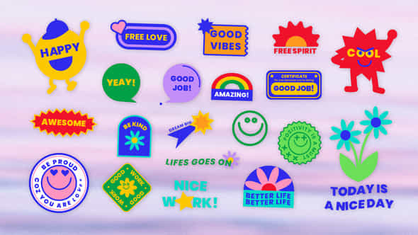 Sticker Pack Retro Y2k Vibrant After Effects Project Template - VideoHive 51801505