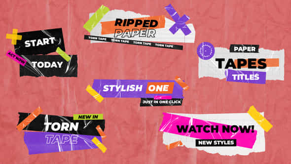 Ripped Paper Scotch Grunge Tapes Titles Lowerthirds 2 - VideoHive 56360084