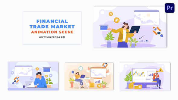 Stock Market Investment Flat Character Animation Scene - VideoHive 48802585