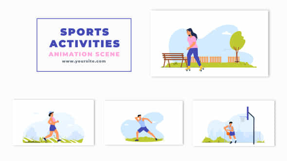 Sport Activities Flat Character Animation Scene - VideoHive 47250693